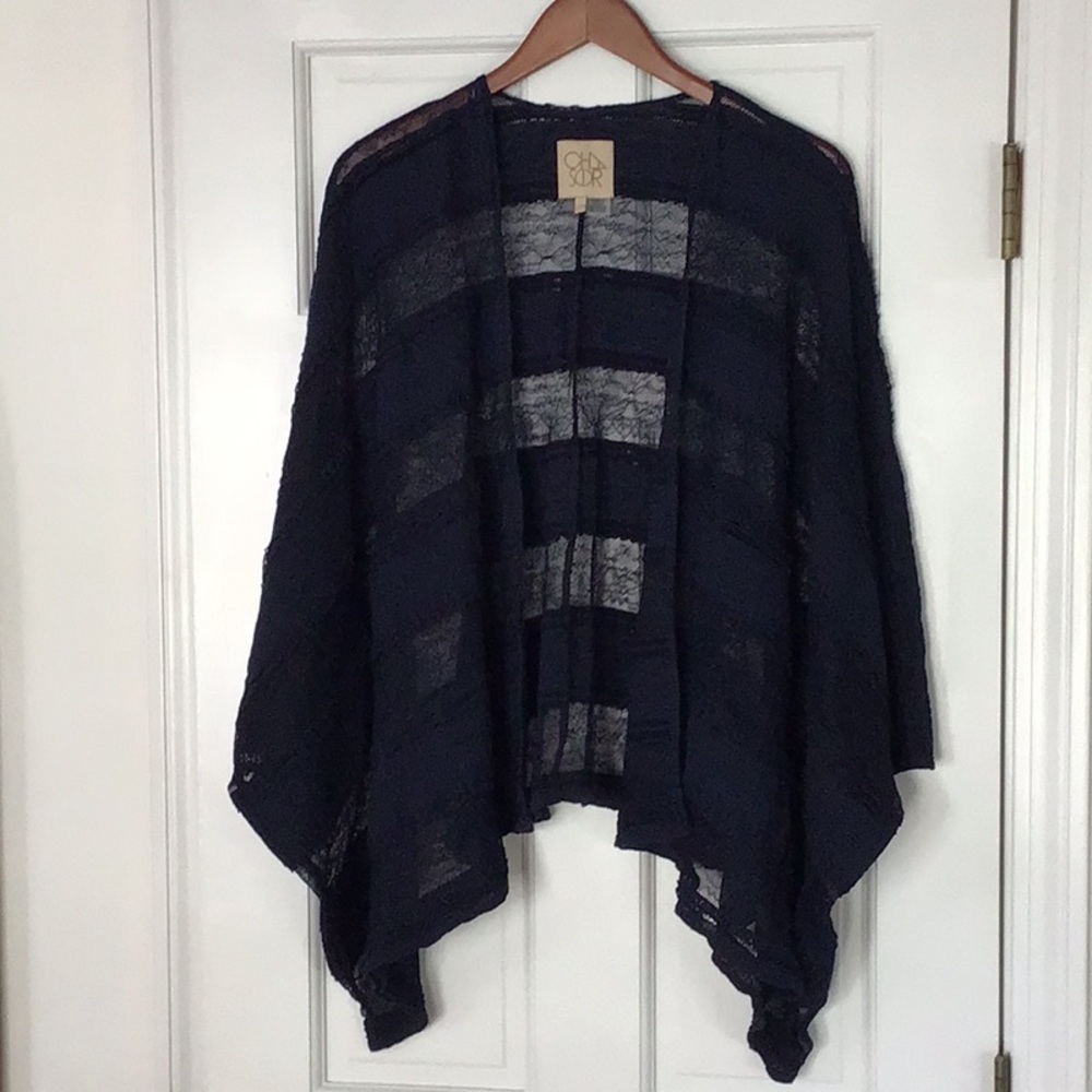 CHASER Navy Open Knit Women's Sweater Cardigan, worn once.